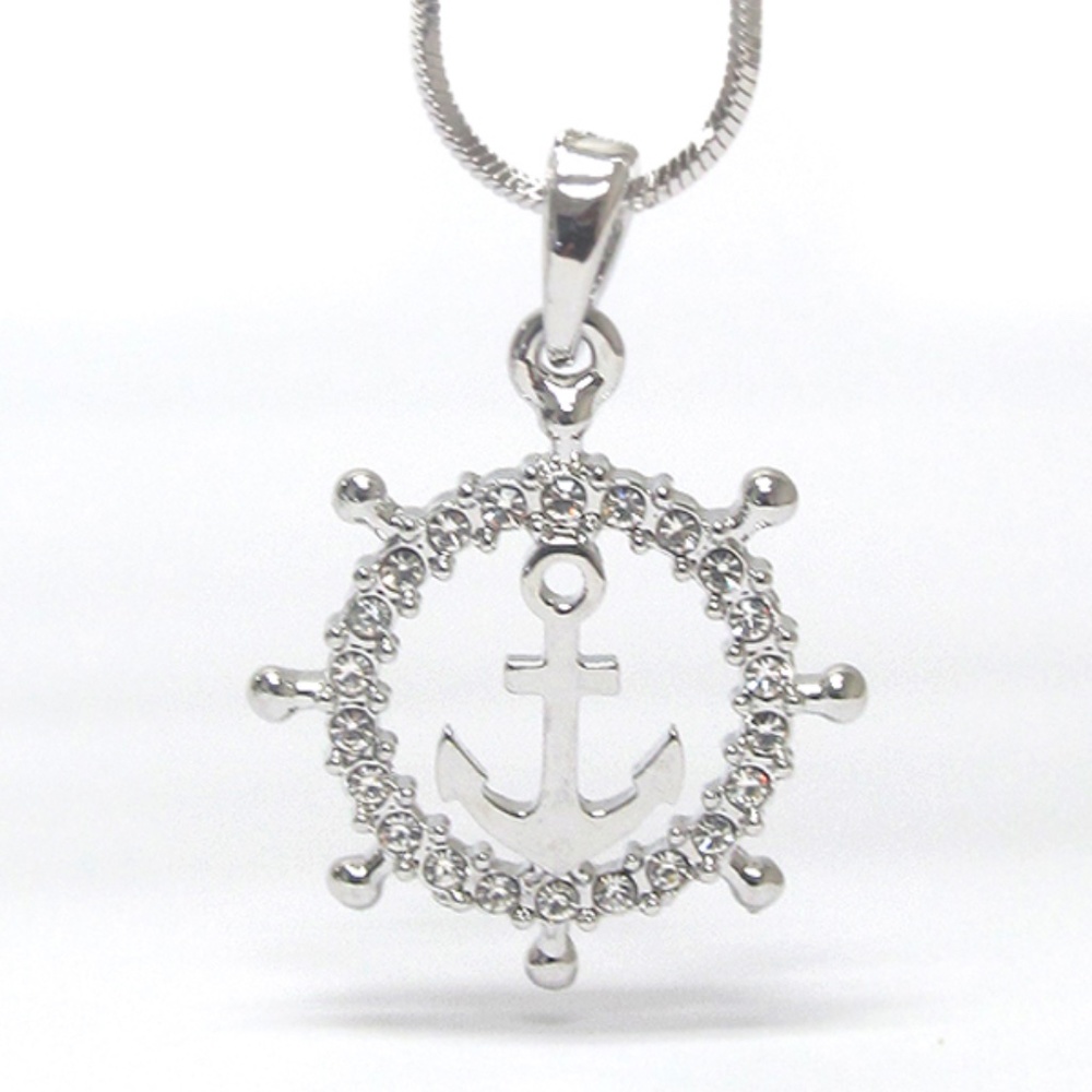 Ships Wheel and Anchor Necklace
